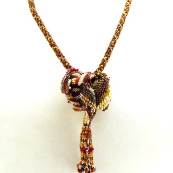 Jewelry - Tasseled Burgandy Heart Knot